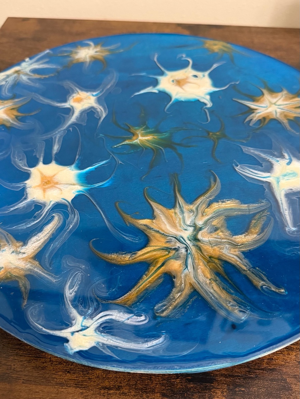 Lazy Susan- Resin Coated on top. 14” across